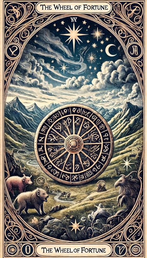 The Wheel of Fortune Tarot Card symbolizes change, fate, and cycles of life. Discover how this powerful card can reveal unexpected twists and turns in your journey. Whether it's about new opportunities or shifting circumstances, click to learn more, and don't forget to save this pin for future insights!#numerology #zodiacsecrets #astrology #starsigns #personalgrowth #selfdiscovery #spiritualjourney #cosmicwisdom #unleashyourpotential The Wheel Of Fortune Tarot, Judgement Tarot Card, Fortune Tarot Card, Wheel Of Fortune Tarot, Cycles Of Life, Fortune Cards, Learn To Meditate, Witchy Wallpaper, Tarot Learning