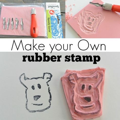 How to Make Your Own Rubber Stamp | decorandthedog.net | #stamp #stampart Make Your Own Stamp, Stamp Diy, Hand Carved Stamps, Stamp Carving, Polymer Clay Christmas, Diy Cans, Diy Stamp, Stamp Making, Diy Projects To Try