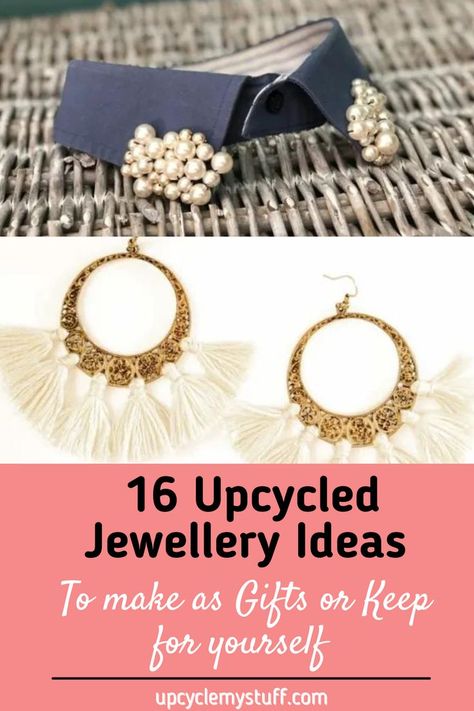 Is your jewellery box full of old earrings and broken necklaces that you never wear? Rather than selling or throwing away this surplus old jewellery, why not upcycle it? Below are 16 upcycled jewellery ideas to help you clear out that junk jewellery pile (we all have one!). Upcycle Jewelry Ideas, Old Earrings, Upcycle Jewelry, Junk Jewellery, Creative Craft Ideas, October Crafts, Fabric Flower Brooch, Wrap Bangles, Bottle Earrings