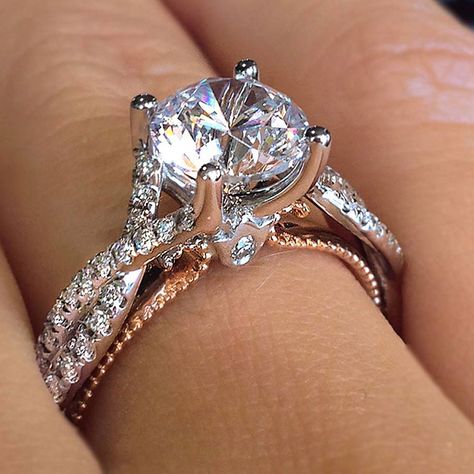 Verragio Engagement Rings Kelsey Rose, Verragio Engagement Rings, Engagement Ring Mountings, The Bling Ring, Round Solitaire, Round Engagement Rings, Rose Gold Engagement, Dream Ring, Jewellery Design