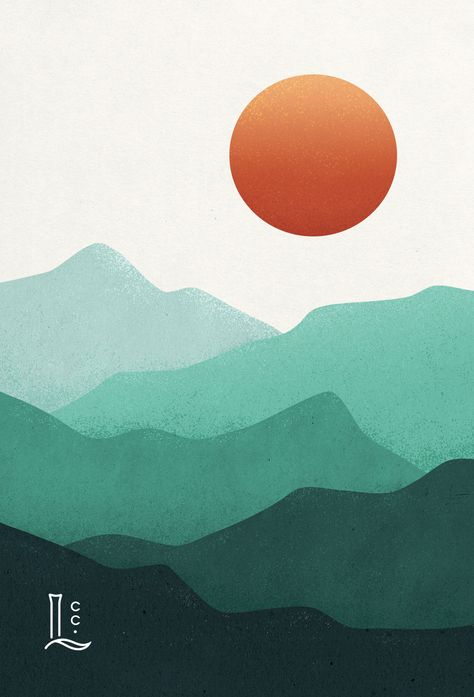 Minimalist mountain sunset vector art #hills #mountain #vector #sunset #sunrise #nature #illustration #digital #landscape #colorful #texture Abstract Hills Painting, Minimalist Nature Painting, Graphic Mountain Art, Boho Landscape Art, Block Colour Art, Abstract Drawings Colorful, Illustration Art Landscape, Sunset Mountain Painting, Hills Illustration