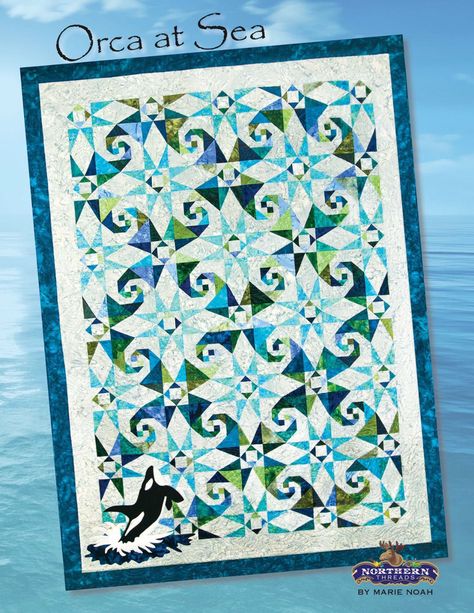 Northern Threads Designs Snail Trail Quilt, Accuquilt Quilts, Snail Trail, Storm At Sea Quilt, Storm At Sea, Ocean Quilt, Sea Pattern, Sea Quilt, Beach Quilt