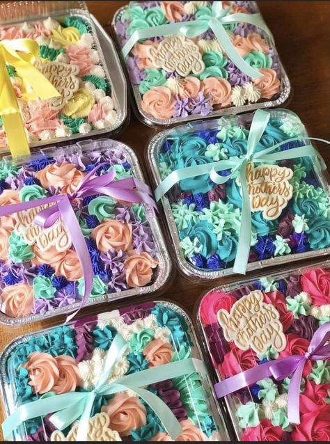 Mother’s Day Bakery Treats, Mother’s Day Bake Sale Ideas, Mini Cakes In Aluminum Pans, Mother’s Day Mini Tin Cakes, Mother Day Sweets Ideas, Valentine Mini Loaf Cakes, Mini Sheet Cakes, Individual Cookie Cakes, Mothers Day Food Gifts