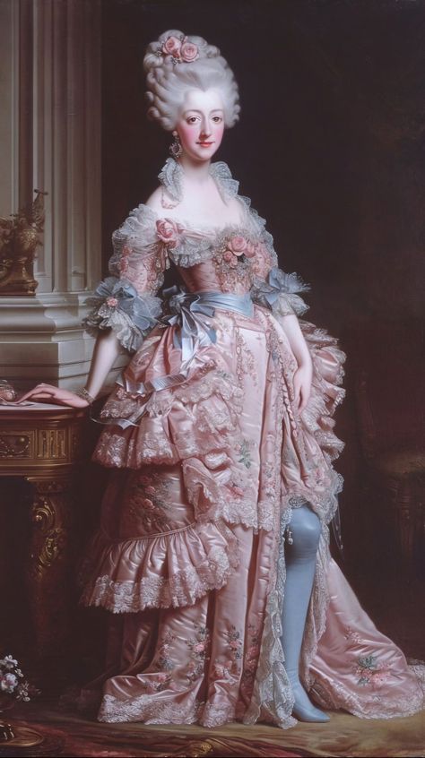 Marie Antoinette Dress Aesthetic, Marie Antoinette Fashion 18th Century, Rococo Aesthetic Fashion, Marie Antoinette Painting, Small Kitchen Decoration Ideas, French Rococo Art, Mary Antoinette, Folio Ideas, Rococo Aesthetic