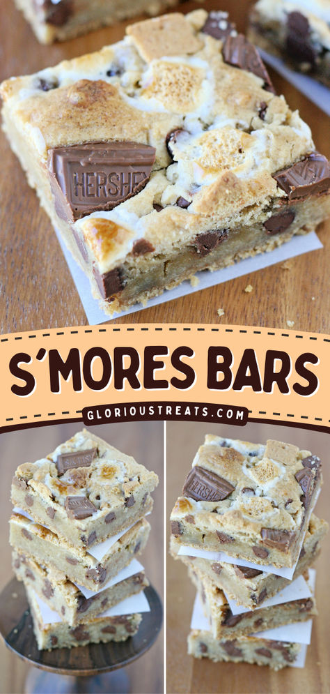 Out of Easy Spring dessert ideas? These S’mores Bars are thick, chewy, and delicious! Best topped with a scoop of vanilla ice cream, these dessert bars also make an easy summer dessert recipe! Easy Desserts For Camping, Easy Desserts Dairy Free, Fall Cookout Desserts, Easy Bake Desserts Simple, Boat Dessert Ideas, 8 X 8 Dessert Recipes, Potluck Dishes Dessert, Desserts That Dont Need Refrigerated, Delicious Summer Desserts