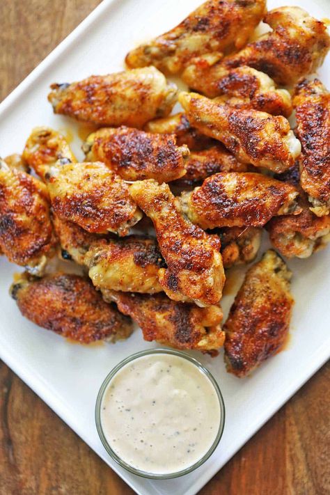 Wings Recipe Baked, Crispy Baked Chicken Wings, Chicken Wing Recipes Baked, Baked Wings, Chicken Crispy, Crispy Wings, Crispy Chicken Wings, Crispy Baked Chicken, Ayam Bakar