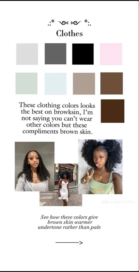 Clothes Color For Brown Skin Tone, Tan Skin Clothes Color, Tan Skin Color Outfit, Clothes For Brown Skin Tone, Tan Skin Color Palette Clothes, Outfit Ideas For Brown Skin, Brown Skin Tone Outfits, Tan Skin Outfit Colour, Outfits For Warm Skin Tone