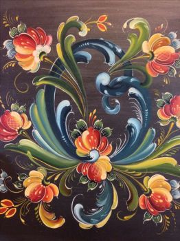 Norwegian Rosemaling (108 pieces) Rosemaling Pattern, Norwegian Rosemaling, Arte Folk, Artistic Painting, Tole Painting Patterns, Folk Art Flowers, Scandinavian Folk Art, Pola Sulam, Scandinavian Art