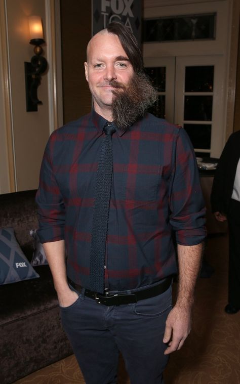 Pin for Later: Will Forte's Half-Shaved Face Will Make You Do a Triple Take Beard Styles Bald, Will Forte, Shaved Head With Beard, Balding Mens Hairstyles, Long Beard Styles, Half Shaved Hair, Long Beard, Half Shaved, Big Beards