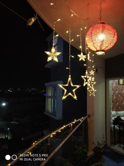 Festival celebration diwali lights Diwali Light Decorations At Home Outside, Diwali Series Lighting Ideas, Diwali Decorations At Balcony, Diwali Decor Inspiration, Diwali Decorations At Home Balcony, Diwali Lights Decoration Balcony, Diwali Lighting Ideas For Balcony, Balcony Skylight, Diwali Decorations At Home Lights