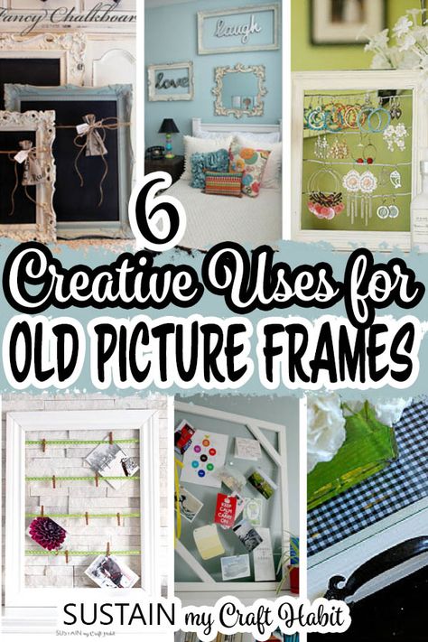 Using photo frames for photos is so passe. Check out these 6 creative old picture frame ideas before you put thes to the curb! Things You Can Make With Picture Frames, Upcycle Photo Frames, Uses For Old Picture Frames, Things To Do With Picture Frames, Old Frames Ideas, Ideas For Old Picture Frames, Decorating Picture Frame Ideas, Picture Frame Repurpose, Homemade Picture Frame Ideas