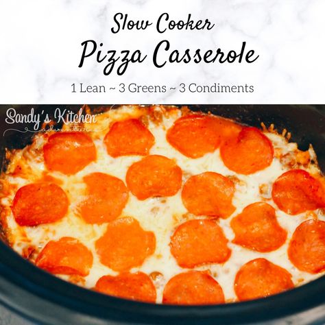 A low carb pizza casserole recipe that every pizza lover will love! Lean And Green Optavia Crockpot, Slow Cooker Pizza Casserole Optavia, Lean And Green Pizza Recipe, Optavia Crockpot Pizza, Lean And Green Meals Optavia 5&1 Zuchinni Pizza Casserole, Lean And Green Pizza Optavia, Crockpot Pizza Casserole Low Carb, Slow Cooker Optavia Recipes, Optavia Lean And Green Recipes 5&1 Crustless Pizza