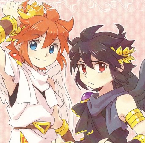 Pit and Pittoo "Eh hem! It's Dark Pit! Stop calling me that stupid name!" Dark Pit Fanart, Pit X Zelda, Pit X Palutena, Captain Falcon Super Smash Bros, Sora In Smash Bros Fanart, Icarus Game, Dark Pit Kid Icarus, Black Pit, Kid Icarus Uprising