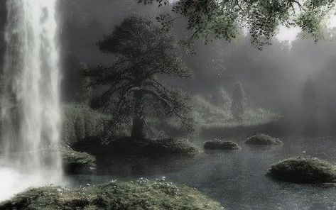 Yabujin Core Banner, Nature Banner, Fog Aesthetic, Dark Nature Aesthetic, Pretty Landscapes, Ethereal Art, Nature Aesthetic, Pretty Places, Green Aesthetic