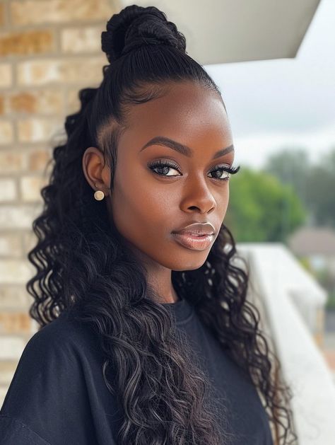 39 Ponytail Hairstyles for Black Women for 2024 Latest Braid Styles, High Curly Ponytail, Ponytail Hairstyles For Black Women, Fashion Ponytail, Human Hair Ponytail Extensions, Human Hair Ponytail, Pretty Ponytails, High Ponytail Hairstyles, Ponytail Updo