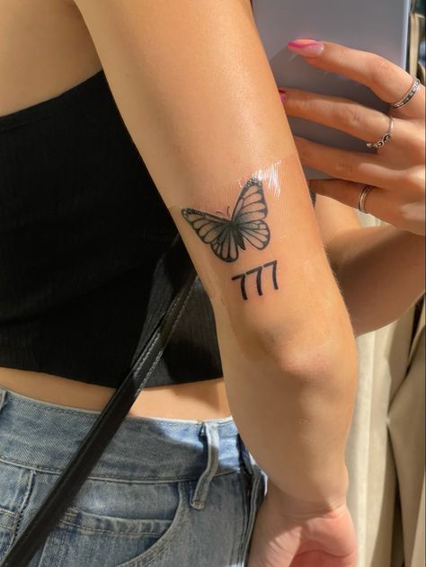 777 Tattoo Butterfly, Butterfly 777 Tattoo, 777 Butterfly Tattoo, 111 Butterfly Tattoo, Butterfly With Angel Number Tattoo, Angel Number Hand Tattoo, Number Butterfly Tattoo, Angel Number Butterfly, 777 Tattoo Ideas