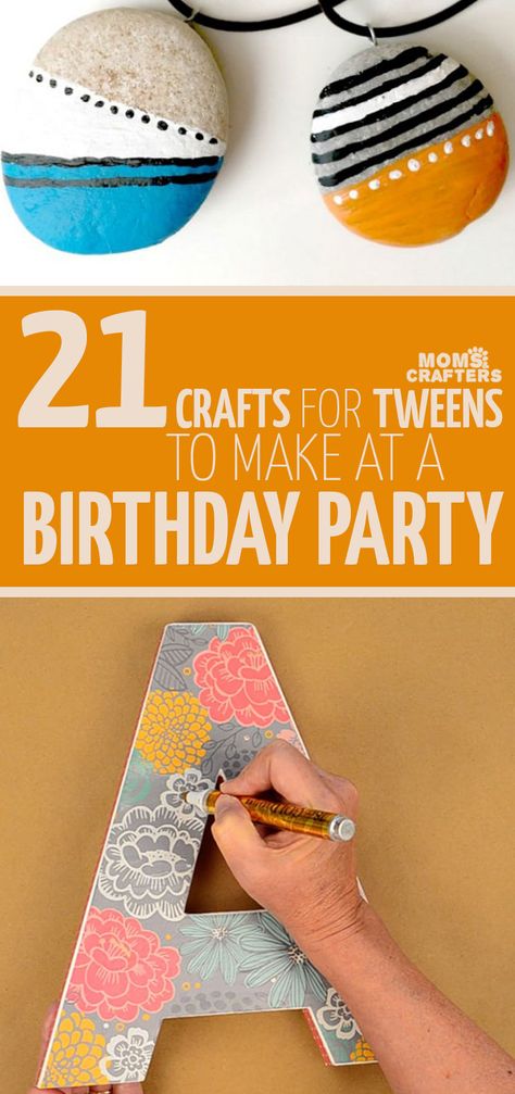 Click for a fun list of birthday party crafts for tweens and teens - these fun ideas are perfect for tween craft workshops for boys or girls. Diy Craft Birthday Party Ideas, Craft Ideas Birthday Party, Craft Ideas For Birthday Parties, Crafting Birthday Party, Birthday Craft Activities, Sleepover Crafts For Teenagers, Crafting Birthday Party Ideas, Fun Birthday Crafts, Sleepover Crafts For Girls Diy