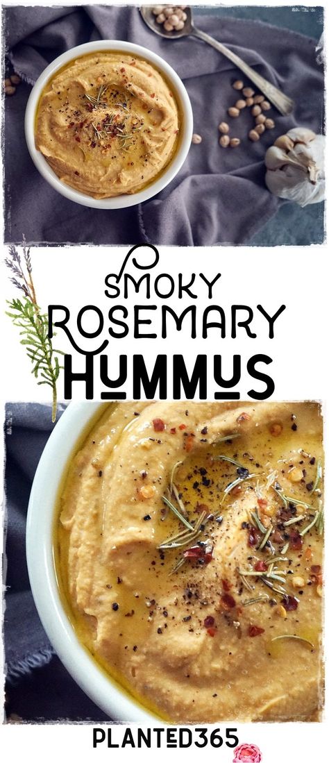 Smoky Rosemary Hummus Pantry Recipe | Planted365 Rosemary Vegan Recipes, Rosemary Recipes Vegetarian, Rosemary Recipes Healthy, Recipes With Rosemary, Plant Base Recipe, Unique Hummus Recipe, Rosemary Hummus, Vegan Hummus Recipe, Hummus Flavors