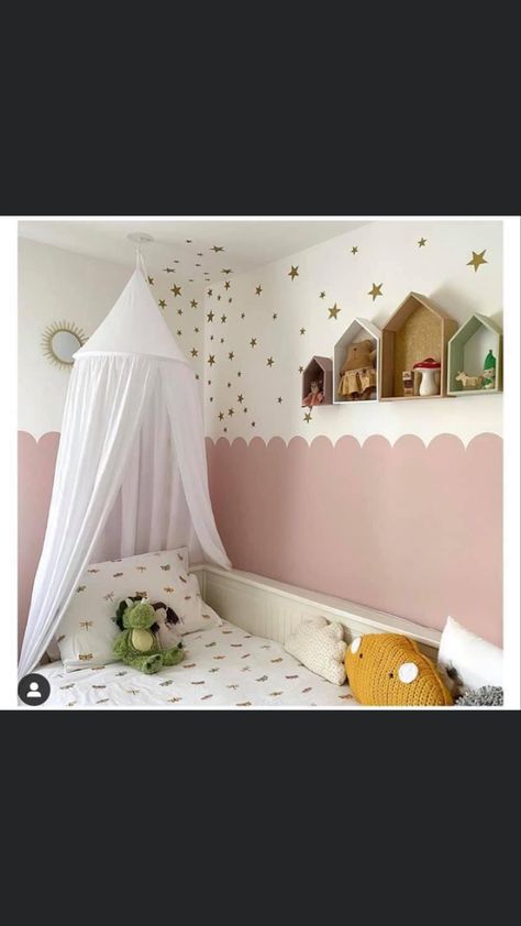 Pink Scallop Wall, Kids Bedroom Space, Boy And Girl Shared Room, Girls Bedroom Paint, Girl Room Inspiration, Rainbow Bedroom, Toddler Girl Room, Sleeping Room