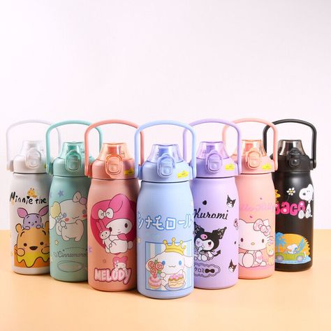 eBay Sanrio Large Capacity Stainless Steel Thermos Cup Straw Outdoor Sports Portable Highlights: This thermos can hold up to 1200ml, ensuring you stay hydrated throughout the day. Keeps your beverages hot or cold for longer periods, perfect for outdoor activities. The adorable Sanrio cartoon characters make this thermos a fun and stylish accessory. Comes with a built-in straw for easy sipping on the go. Made from 316 stainless steel, ensuring durability and long-lasting use. Description: Introdu Art Random, Sanrio Cartoon, Steel Thermos, Thermal Flask, Blue Crown, Stainless Steel Thermos, Thermos Cup, Pink Hello Kitty, Vacuum Cup