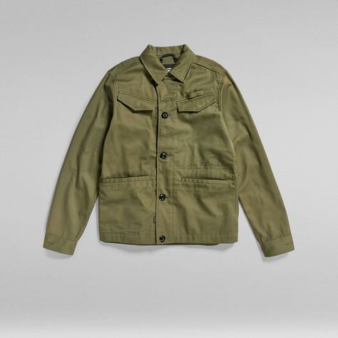 Unisex Worker Overshirt | Green | G-Star RAW® Chino Joggers, Ebay Store Design, Denim Branding, Field Jacket, G Star Raw, Fashion Updates, Military Jacket, Jean Shirts, Olive Green