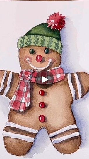 5.6K views · 134 reactions | Super cute & fun gingerbread man tutorial on my YouTube channel today! Click the link in comments! #watercolor #Christmas #watercolorforbeginners #watercolorcards #christmascards #diychristmas # | Ellen Crimi-Trent  Art and Design Gingerbread Man Watercolor, Watercolor Gingerbread Man, Gingerbread Man Painting, Grinch Watercolor, Gingerbread Drawing, Gingerbread Watercolor, Gingerbread Man Drawing, Watercolor Gingerbread, Fun Watercolor