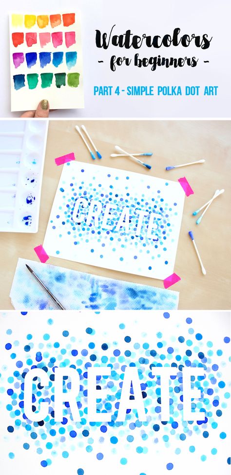 Lines Across: Watercolor for Beginners 4 - Polka Dot Art Polka Dot Art, Summer Teen, Art Projects For Adults, Skirt Diy, Projects For Adults, Teen Decor, Summer Signs, Ideas Room, Watercolor Projects