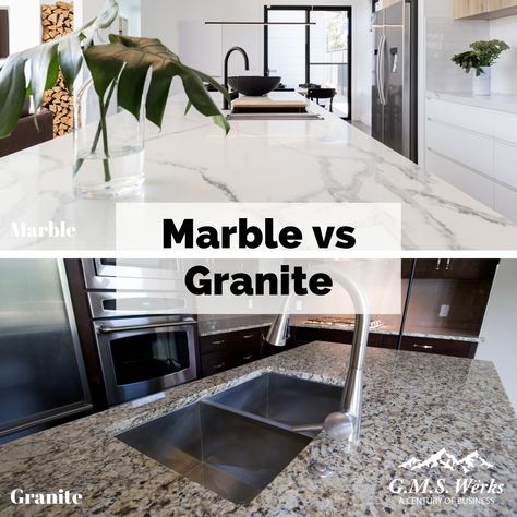 Marble Vs Granite Countertops, Countertop Choices, Natural Stone Countertops, New Countertops, Stone Surface, Countertop Materials, Stone Countertops, Building A New Home, Marble Granite