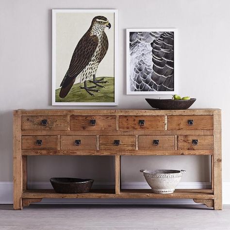 Rustic Nine-Drawer Console in Brown Entry Inspiration, Desert Style, Rustic Console Tables, Drawer Console, Ranch Decor, Console Table Hallway, Coastal Modern, Rustic Storage, Console Cabinet