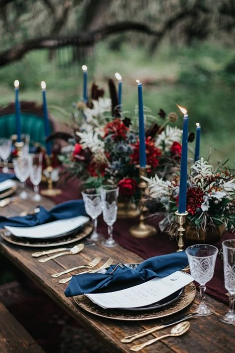 Vintage Furniture Antique, Navy Table, Jewel Tone Wedding, Northern Colorado, Celestial Wedding, Wedding Vows Renewal, Dark Wedding, Event Stand, Teal Wedding