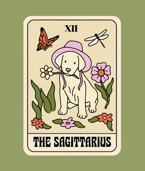 tarot card, witchy, aesthetic, sage green, sagittarius Sagittarius Tarot, 카드 디자인, Graphic Design Fonts, Picture Collage Wall, Tarot Art, Arte Inspo, Zodiac Art, Art Collage Wall, Picture Collage