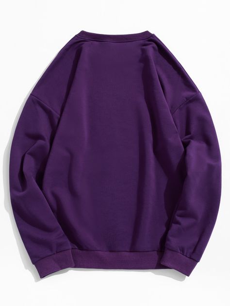 Drop Shoulder Terror Graphic Sweatshirt  BLACK PURPLE WHITE , #AFF, #Terror, #Graphic, #Drop, #Shoulder, #PURPLE #Ad Purple Sweatshirt Outfit, Clothes Purple, Purple Clothes, Lavender Outfit, Purple Clothing, Chic Fall Fashion, Purple Crewneck, Purple Pullover, Purple Sweatshirt