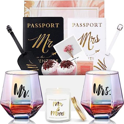 Mr And Mrs Wine Glasses, Couples Shower Gifts, Couples Wine Glasses, Bride Shower Gifts, Mr And Mrs Gifts, Creative Bridal Shower Gifts, Bridal Emergency Kits, Mrs Gifts, Perfect Honeymoon