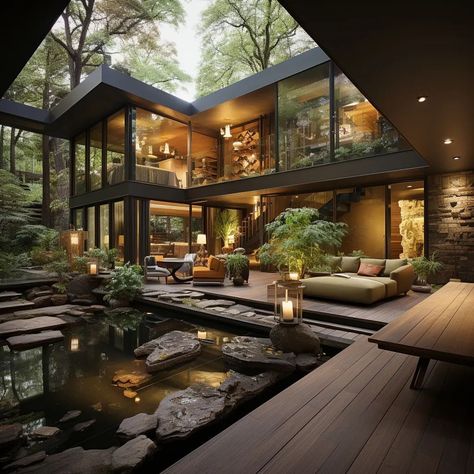 🏛️ Exploring Boundless Designs: Indoor Landscaped Courtyards in Modern Houses 🌿🏠 As an architect with an insatiable passion for design, I … | Instagram Japanese Style House, Dream Life House, Lots Of Windows, Interior Minimalista, Large House, Inspire Me Home Decor, Modern Mansion, House Outside Design, Luxury Homes Dream Houses