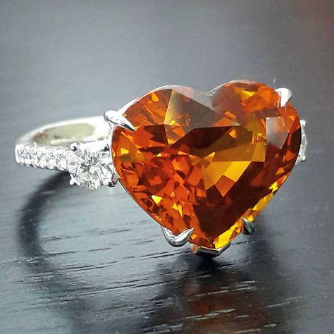 At @wut_primagems. Vivid orange sapphire Ring (10.23 ct. Sri Lanka/GRS) #yellowsapphire#diamond #ring Orange Gemstones, Orange Sapphire Ring, Burn Orange, Crystal Engagement Rings, Orange Jewelry, Vintage Engagement Rings Sapphire, Cute Engagement Rings, Orange Crystals, Orange Sapphire