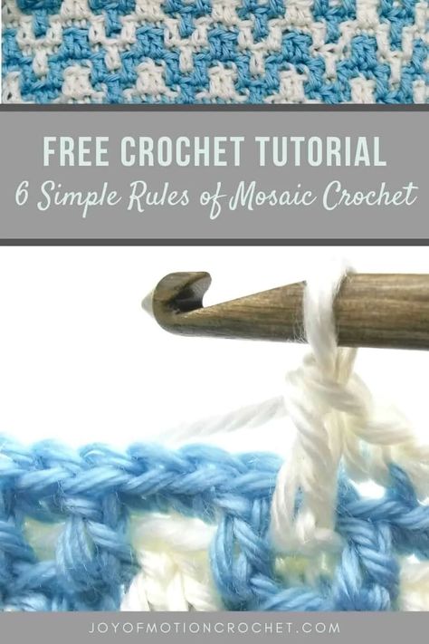 Mosaic Crochet, Crochet Tips, Tapestry Crochet Patterns, Crochet Square Patterns, Double Crochet Stitch, Single Crochet Stitch, Crochet Instructions, Crochet Stitches Tutorial, Crochet Free