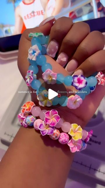 Shop C by D💫 on Instagram: "Because one color isn’t enough 🤩🤩 These bracelets will be available in different colors and styles when we reopen🌺🦋☀️  @charmedbydasiee   #charmedbydasie #beadedbracelets #bracelets #beadedbracelet #hibiscus #plumeria #summerbracelets #summerjewelry #beads" Hibiscus Flower Bracelet, Hibiscus Bracelet, Crystal Bead Jewelry, Bracelet Inspo, Floral Bracelet, Summer Bracelets, Hibiscus Flower, Bead Jewelry, Flower Bracelet