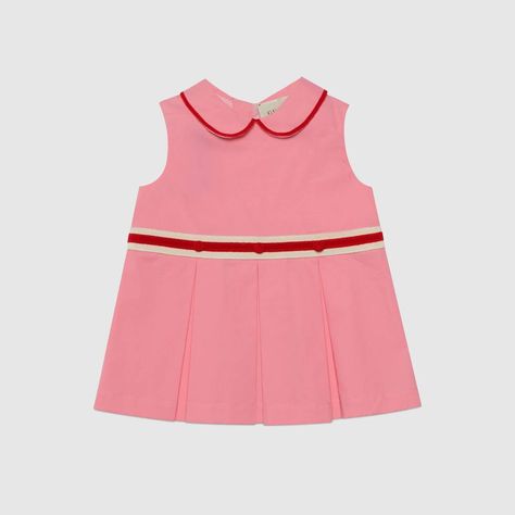 Shop the Pink Cotton Baby Pleated Dress at GUCCI.COM. Enjoy Free Shipping and Complimentary Gift Wrapping. Gucci Baby Clothes, Gucci Baby, Designer Baby Clothes, Designer Baby, Frocks For Girls, Poplin Dress, Dress Gift, Cotton Baby