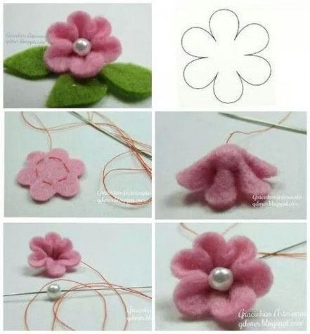 Felt Flowers Diy, Diy Flores, Popsicle Stick Crafts, Cloth Flowers, Fabric Flowers Diy, Felt Patterns, Felt Diy, Felt Fabric, Flower Tutorial