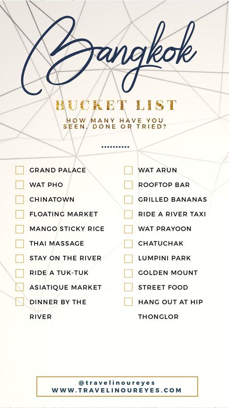 Bangkok Bucket List, Bucket List Template, Thailand Bucket List, Thailand Vacation, Bangkok Travel, Travel Checklist, Bucket Lists, Koh Tao, Template Instagram