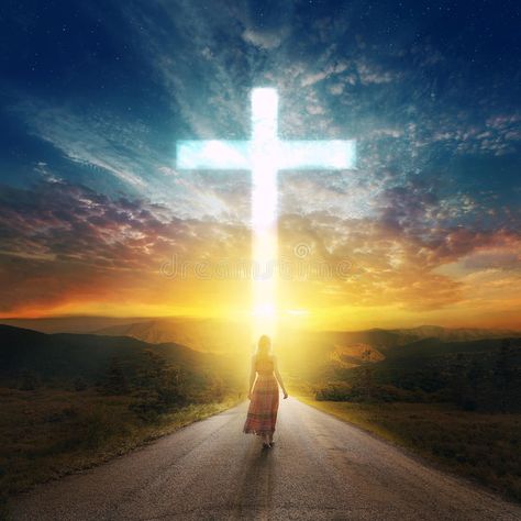 Road to the cross. A woman walks down a road to a beautiful glowing cross , #AFF, #woman, #cross, #Road, #walks, #glowing #ad Stay Focused, The Cross, The Only Way, God Is, The Way, A Woman, Jesus, Road, Wall