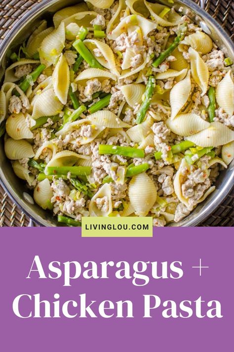 Ground Chicken And Asparagus Recipes, Chicken And Asparagus Pasta Recipes, Lemon Chicken And Asparagus, Lemon Pepper Chicken With Asparagus, Chicken Mushroom Asparagus Pasta, Healthy Grains Recipes, Lemon Asparagus Pasta, Spring Recipes Dinner, Chicken Asparagus