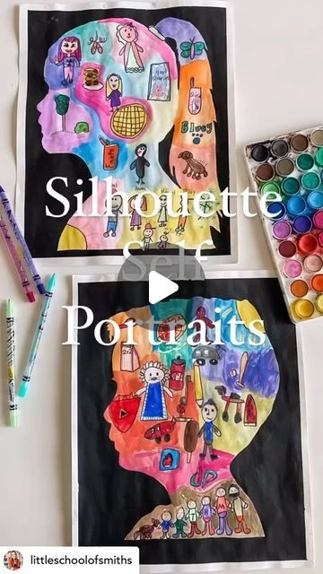 Preschool Art Keepsake, Silhouette Self Portrait, Self Portrait Activities For Kids, Self Portrait Ideas For Kids, Self Portrait Art Ideas, Drawings With Crayons, Art Activities For Kindergarten, Portrait Craft, Lindsay Smith