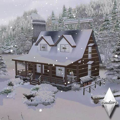 Bloxburg Winter Cabin Layout, Bloxburg Cabin House, Bloxburg Winter Cabin, Bloxburg Cabin Ideas, Cabin Bloxburg, Winter House Interior, Cabin Video, Small Cozy Cabin, Bloxburg Cabin