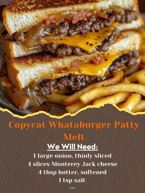 Easy Recipes | "Copycat Whataburger Patty Melt 🍔 | Facebook How To Make A Patty Melt Burger, Whataburger Recipe, Whataburger Copycat Burger Recipes, Copycat Whataburger Patty Melt, Whataburger Seasoning, Whataburger Patty Melt, Copycat 5 Guys Burger, Patty Melt Recipe, Melt Recipe