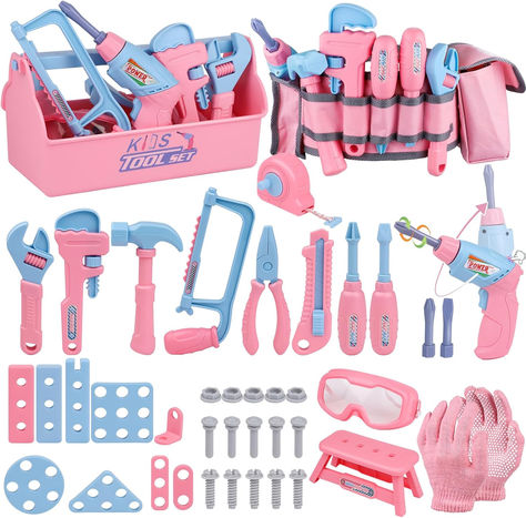 Kids Tool Set, 48PCS Toddler Tool Set with Electronic Toy Drill & Kids Tape Measure,Pretend Play Construction Toys Costume with Kids Tool Belt & Gloves#pretend play #toys Kids Tool Belt, Kids Tool Box, Divergent Thinking, Toy Tools, Tools And Toys, Stem For Kids, Construction Tools, Pretend Play Toys, Kids Toy Gifts