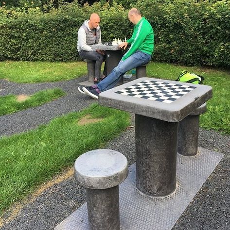 Public Chess Tables Adulthood Checklist, Outdoor Chess, Chess Tables, Oc Moodboard, Check Mate, Chess Table, Strategy Games, White Men, Married Life