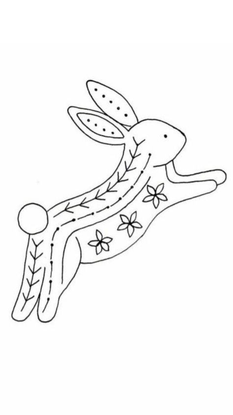 Rabbit Christmas Ornament, Felt Rabbit Pattern Templates, Geometric Embroidery Designs, Rabbit Template, Rabbit Ornaments, Hand Embroidery Patterns Free, Bunny Embroidery, Metal Embossing, Easter Embroidery