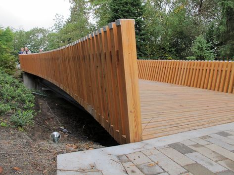 timber footbridge Timber Bridge, Infrastructure Design, Mass Timber, Urban Landscape Design, Timber Beams, Rammed Earth, Wooden Bridge, Timber Structure, Concrete Wood