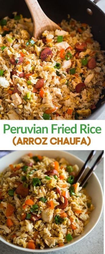 Peruvian Fried Rice, Arroz Chaufa Peruano Recipe, Hot Dog Fried Rice, Peruvian Fried Rice Recipe, Peruvian Side Dishes, Peruvian Meals, Peruvian Rice, Chicken Hot Dogs, Use Leftover Rice